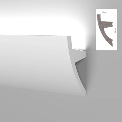 *STOCK FOLLI* Pacco da 22 metri lineari di Profilo Cornice per LED in Polimeri Bianco RAL 9016 verniciabile 74X36mm