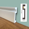 100ml di Battiscopa Quadro predisposizione LED in POLIMERI linea BASICBOARD  100x20mm - BIANCO pitturabile