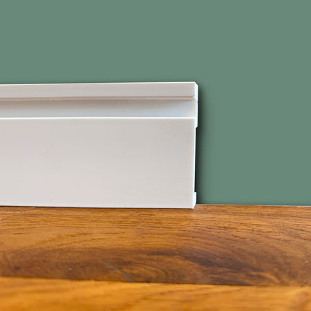 Battiscopa Quadro predisposizione LED in POLIMERI linea BASICBOARD  100x20mm - BIANCO pitturabile (prezzo al metro)