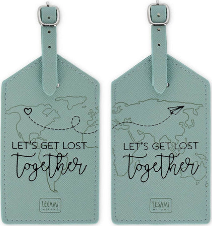 Legami---Etichette-Bagaglio,-Let's-Get-Lost-Together,-Set-Di-2-Targhette-Per-Valigia,-Accessorio-Per-Viaggio-Aereo-Crociera-Treno,-Tag-Del-Bagaglio-Per-Proteggi-Dati-In-Pelle-Pu-E-Microfibra