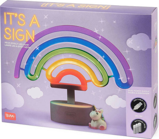 Legami - Lampada Led Effetto Neon, It's a Sign, H 19 cm, Tema Rainbow, Doppia Alimentazione, Cavo USB (Incluso) o Batterie (non Incluse), Lampada da tavolo, Luce Multicolore Illuminazione/Illuminazione per interni/Illuminazione per bambini/Lampade da tavolo e abat-jour Cartoleria Deja Vu - Crotone, Commerciovirtuoso.it
