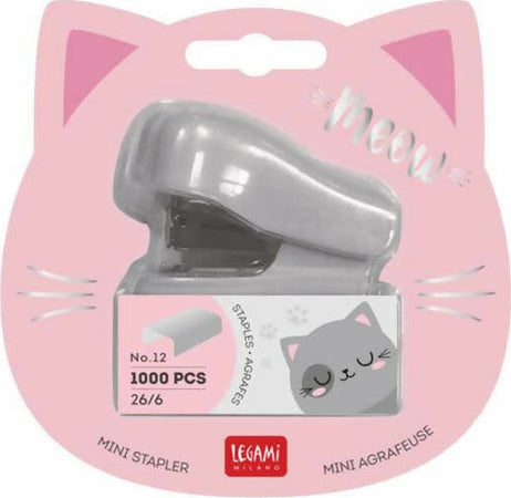 Legami - Mini Cucitrice, Meow, 3,3x4,5 Cm, In Plastica, Tema Kitty, Levapunti Incorporato Sul Retro, 1000 Punti Metallici Inclusi Cancelleria e prodotti per ufficio/Archivio ufficio e accessori per scrivania/Spillatrici e perforatrici/Spillatrici manuali Cartoleria Deja Vu - Crotone, Commerciovirtuoso.it