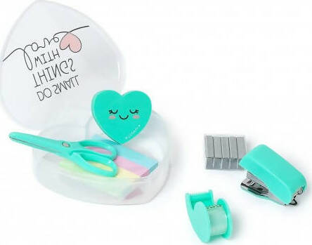 Legami - Mini Set Di Cancelleria, 6 Accessori In Formato Mini: Forbici, Gomma, Segnapagina, Nastro Adesivo Con Dispenser, Cucitrice E Punti Metallici, 7x10,5 Cm, Pratica Scatola Da Trasportare Cancelleria e prodotti per ufficio/Scuola e materiale didattico/Materiale scolastico/Set scolastici Cartoleria Deja Vu - Crotone, Commerciovirtuoso.it