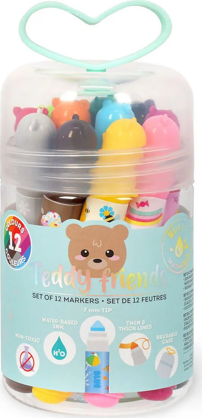 Legami - Set Di 12 Pennarelli - Teddy Friends Marker Orsetti Colorati A Base D’acqua, Non Tossici, Lavabili Cancelleria e prodotti per ufficio/Penne matite scrittura e correzione/Marcatori ed evidenziatori/Pennarelli per disegno Cartoleria Deja Vu - Crotone, Commerciovirtuoso.it