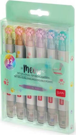 Legami - Set Di 6 Evidenziatori Pastello Doppia Punta, 12 Colori Pastello, Inchiostro A Base Di Acqua, Punta A Scalpello, 1,3x13,5 Cm, Tema Meow Cancelleria e prodotti per ufficio/Penne matite scrittura e correzione/Marcatori ed evidenziatori/Evidenziatori Cartoleria Deja Vu - Crotone, Commerciovirtuoso.it