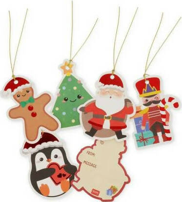 Legami-Biglietto-Natale-C/filo-5x9cm-10pz-Legami-Sagomati-Set-Di-10-Etichette-Chiudipacco-Merry-Christmas