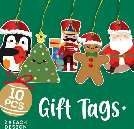 Legami-Biglietto-Natale-C/filo-5x9cm-10pz-Legami-Sagomati-Set-Di-10-Etichette-Chiudipacco-Merry-Christmas