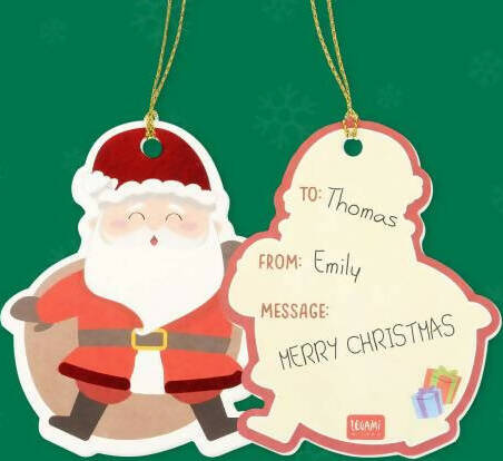 Legami-Biglietto-Natale-C/filo-5x9cm-10pz-Legami-Sagomati-Set-Di-10-Etichette-Chiudipacco-Merry-Christmas