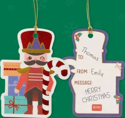 Legami-Biglietto-Natale-C/filo-5x9cm-10pz-Legami-Sagomati-Set-Di-10-Etichette-Chiudipacco-Merry-Christmas