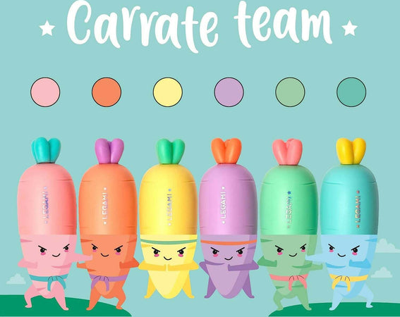 Legami Hc0001 Set Di 6 Mini Evidenziatori, Carrate Team, Evidenziatori A Forma Di Carota, Inchiostri A Base D'acqua, Per Tratti Fini E Spessi, Colori Pastello, Asciugatura Rapida Cancelleria e prodotti per ufficio/Penne matite scrittura e correzione/Marcatori ed evidenziatori/Evidenziatori Cartoleria Deja Vu - Crotone, Commerciovirtuoso.it