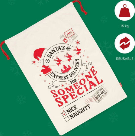 Legami-Sacco-Per-Regali-Di-Babbo-Natale-Santa's-Coming-To-Town-Sacco-Regali-Natale-In-Cotone-50x70cm