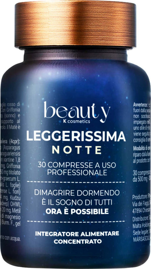 Leggerissima-Notte-Integratore-Notturno-Drenante-Pancia-Sgonfia-60-Compresse-Con-Griffonia,-Fieno-Greco,-Mate-E-Carruba-Oggibelli