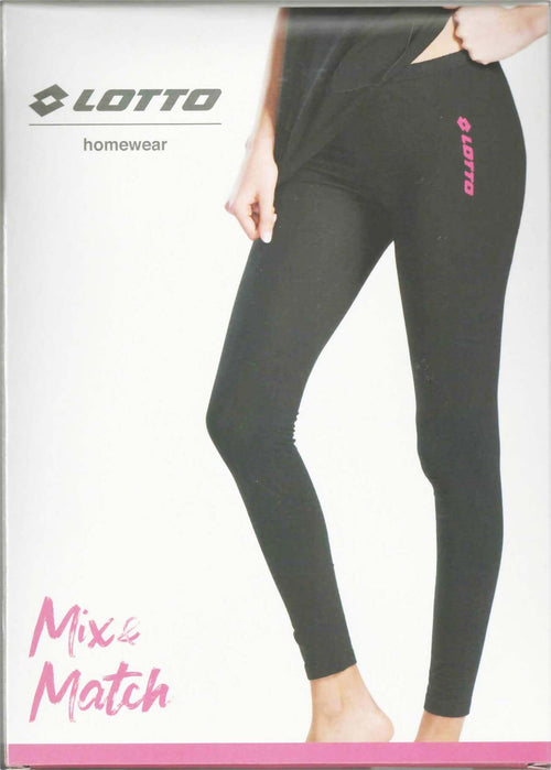 Lotto Leggings Donna Neri Logo Rosa Made in Italy Pantaloni Sportivi Neri 100% Cotone Elastico Lotto Homewear Mix Match ART. LA1010 leggings L'Orchidea - Siderno, Commerciovirtuoso.it