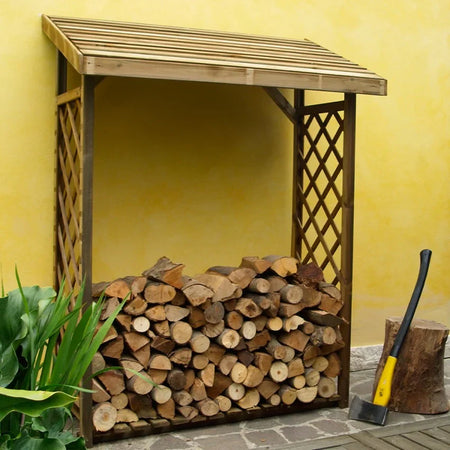 Legnaia con grigliato in legno di Conifera da giardino "Made in Italy"