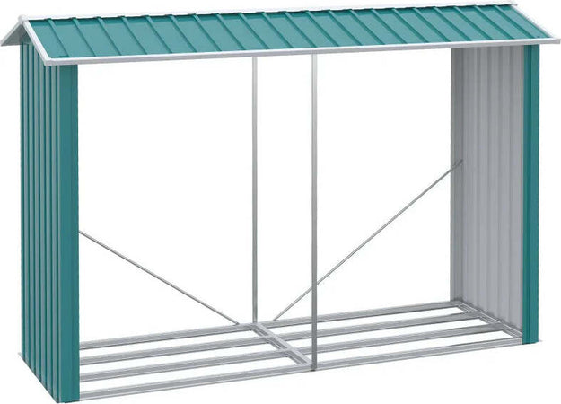 Legnaia-con-Struttura-in-Acciaio-Galvanizzato-e-Base-rialzata,-240x-86x160cm,-Verde-ZB5845-835V00GNZB5