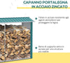 Legnaia-con-Struttura-in-Acciaio-Galvanizzato-e-Base-rialzata,-240x-86x160cm,-Verde-ZB5845-835V00GNZB5