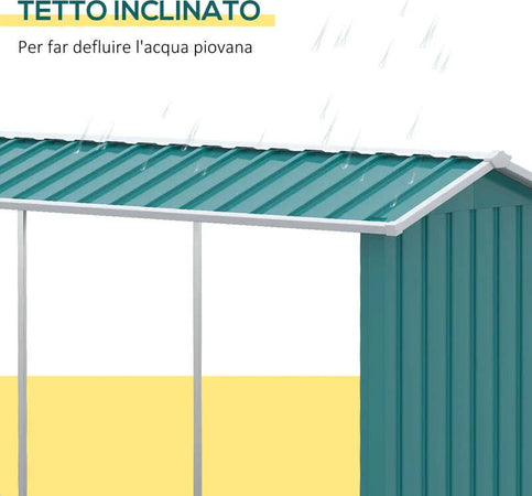 Legnaia-con-Struttura-in-Acciaio-Galvanizzato-e-Base-rialzata,-240x-86x160cm,-Verde-ZB5845-835V00GNZB5