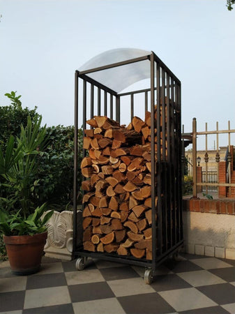 Legnaia Portalegna su Ruote in Acciaio Antracite Eco 80x80xh190 Cm Giardino e giardinaggio/Riscaldamenti e bracieri da esterno/Accessori per camini esterni/Portalegna Ogomondo - Martina Franca, Commerciovirtuoso.it