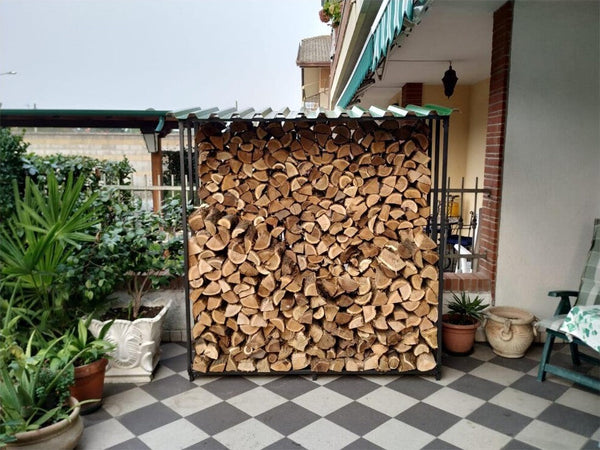 Legnaia Tettoia in Acciaio Verniciato Antracite Eco 180x70xh200 Cm Giardino e giardinaggio/Riscaldamenti e bracieri da esterno/Accessori per camini esterni/Portalegna Ogomondo - Martina Franca, Commerciovirtuoso.it