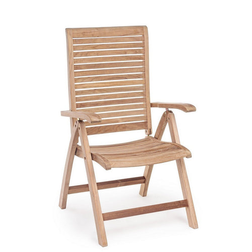 Poltrona reclinabile Maryland in legno teak per esterno, 5 posizioni e pieghevole