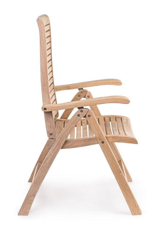 Poltrona reclinabile "Maryland" in legno teak per esterno, 5 posizioni e pieghevole