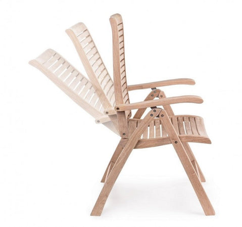 Poltrona reclinabile "Maryland" in legno teak per esterno, 5 posizioni e pieghevole