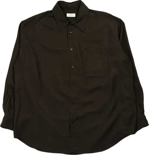 LEMAIRE-Camicia-a-maniche-lunghe-con-doppia-tasca-in-nero-da-uomo