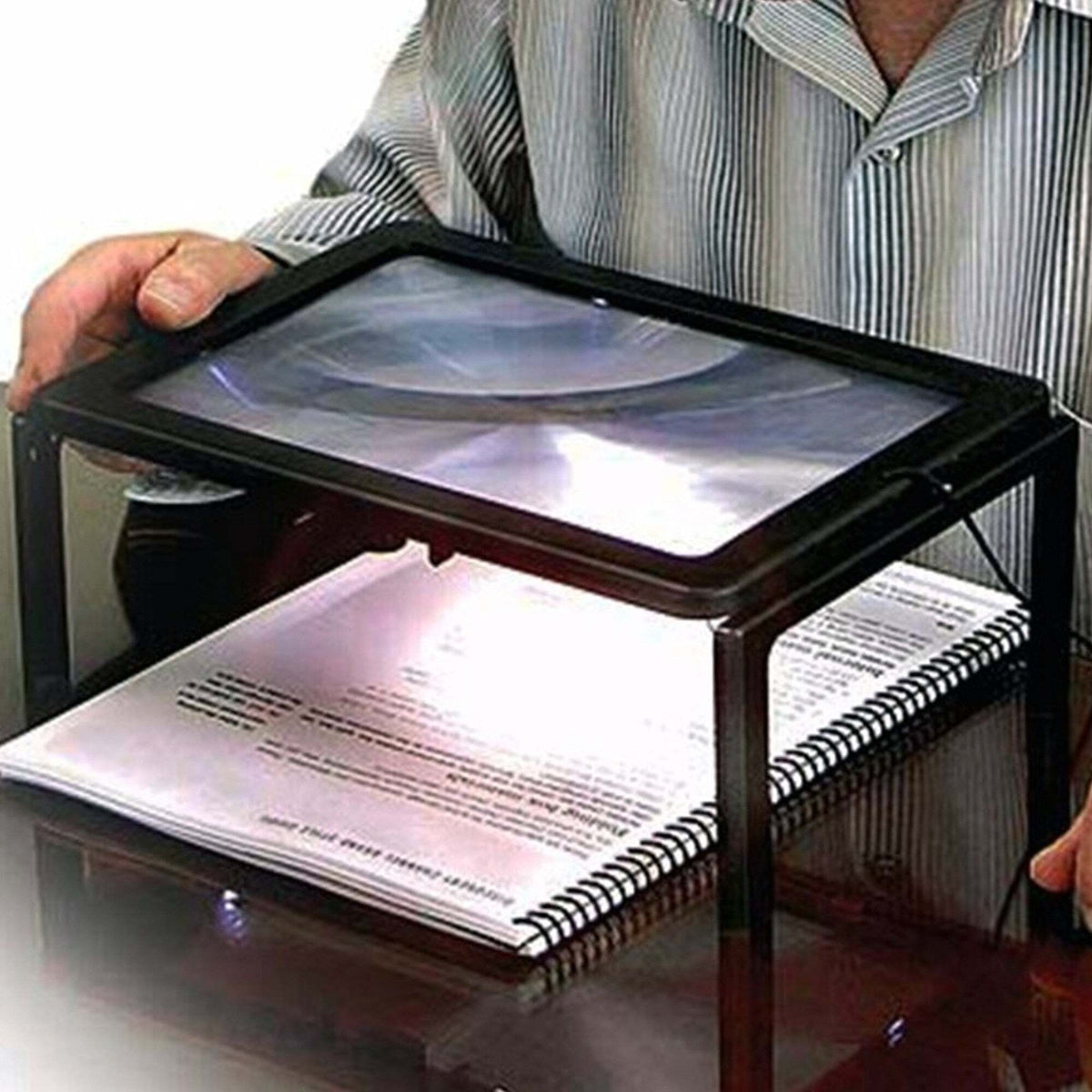 Lente Ingrandimento Da Tavolo Collo Luce A Led Supporto Lettura A