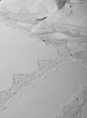 lenzuola e federe 100% lino con pizzo rebrodè art.Incanto Made in Italy Casa e cucina/Tessili per la casa/Biancheria da letto/Lenzuola e federe/Set di lenzuola e federe Biancheria Arredo Home - Nola, Commerciovirtuoso.it