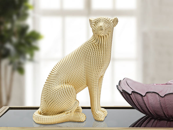 Leopardo Gold Cm 23X15,5X29 Casa e cucina/Decorazioni per interni/Accessori decorativi/Soprammobili Led Mall Home - Napoli, Commerciovirtuoso.it