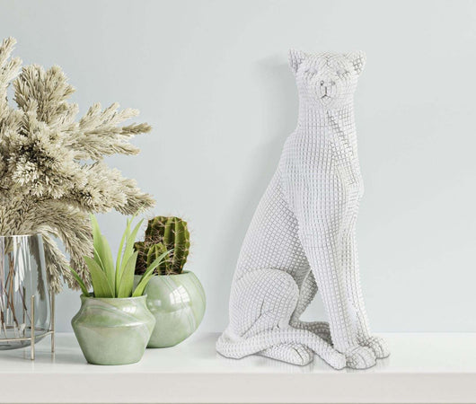 Leopardo Seduto Bianco Cm 15X10X27 Casa e cucina/Decorazioni per interni/Accessori decorativi/Soprammobili Led Mall Home - Napoli, Commerciovirtuoso.it