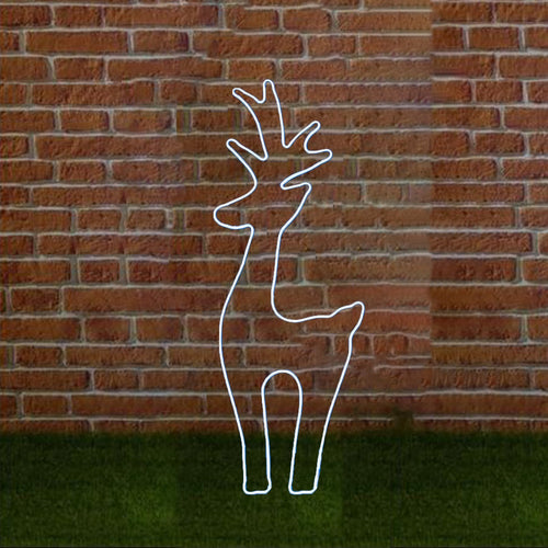 Renna luminosa ad effetto neon con led bianco freddo bifacciale addobbi natalizi per esterno