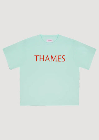 THAMES MMXX Letters Tee Aqua Blu da uomo