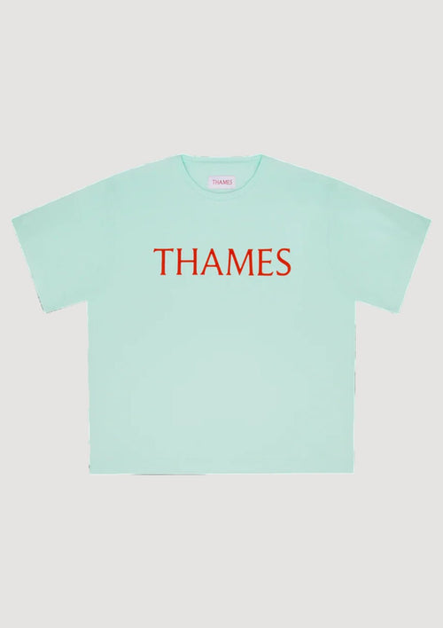 THAMES MMXX Letters Tee Aqua Blu da uomo