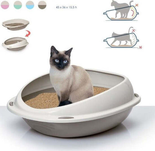 Lettiera-Per-Gatto-Shuttle-45x36x15.5-Cm-Igiene-E-Toelettatura-Bordi-Rialzati-No-Sporco
