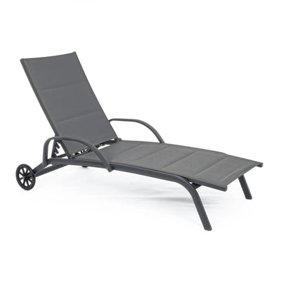Lettino prendisole con braccioli e ruote Cleo in alluminio da giardino per esterno