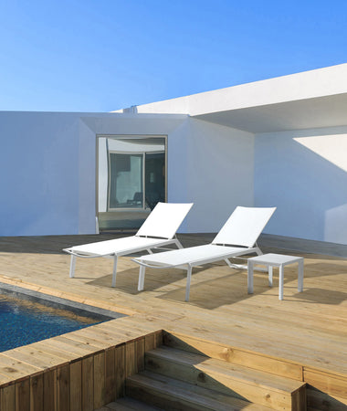 Lettino prendisole in alluminio verniciato "Cruise" con ruote, ideale per piscina e giardino
