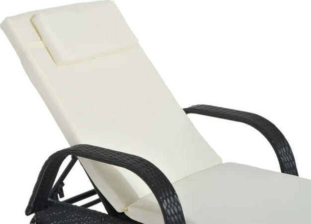 Lettino-Prendisole-da-Giardino-con-Ruote,-Sedia-a-Sdraio-per-Spiaggia-con-Altezza-Regolabile-in-Rattan,-Nero-e-Crema,-200x73x103cm--862-005BK