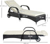 Lettino-Prendisole-da-Giardino-con-Ruote,-Sedia-a-Sdraio-per-Spiaggia-con-Altezza-Regolabile-in-Rattan,-Nero-e-Crema,-200x73x103cm--862-005BK