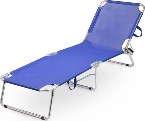 Lettino prendisole da mare e spiaggia in texilene blu brandina in alluminio Giardino e giardinaggio/Arredamento da giardino e accessori/Poltrone La Zappa - Altamura, Commerciovirtuoso.it