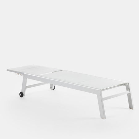 Lettino prendisole in alluminio "Summer" con ruote per piscina e giardino