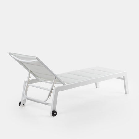 Lettino prendisole in alluminio "Summer" con ruote per piscina e giardino