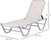 Lettino-Prendisole-in-Alluminio-con-Schienale-Reclinabile-a-5-Livelli,-163x58.5x91cm,-Crema-84B-386CW