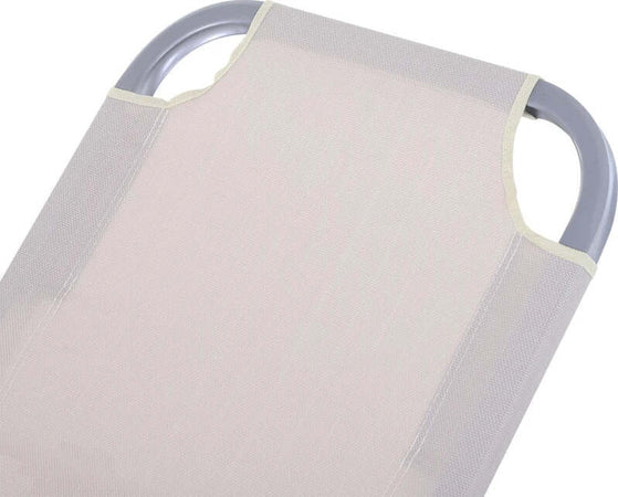 Lettino-Prendisole-in-Alluminio-con-Schienale-Reclinabile-a-5-Livelli,-163x58.5x91cm,-Crema-84B-386CW