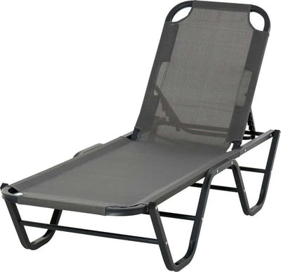 Lettino-Prendisole-in-Alluminio-con-Schienale-Reclinabile-a-5-Livelli,-163x58.5x91cm,-Grigio-84B-386GY