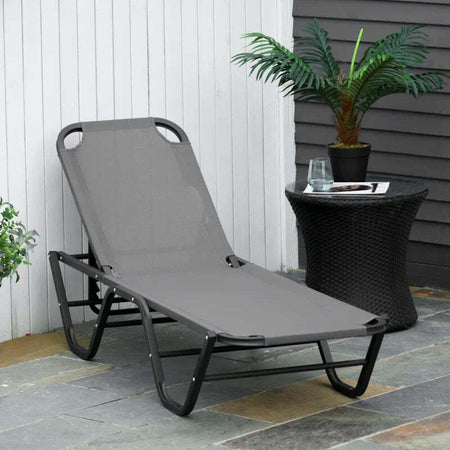 Lettino-Prendisole-in-Alluminio-con-Schienale-Reclinabile-a-5-Livelli,-163x58.5x91cm,-Grigio-84B-386GY