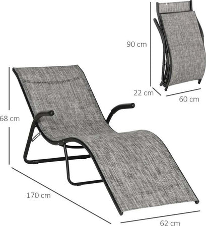 Lettino-Prendisole-Pieghevole-Ergonomico-da-Esterno-in-Metallo-e-Tessuto-a-Rete,-170x62x68cm,-Grigio-84B-669