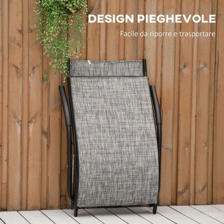Lettino-Prendisole-Pieghevole-Ergonomico-da-Esterno-in-Metallo-e-Tessuto-a-Rete,-170x62x68cm,-Grigio-84B-669