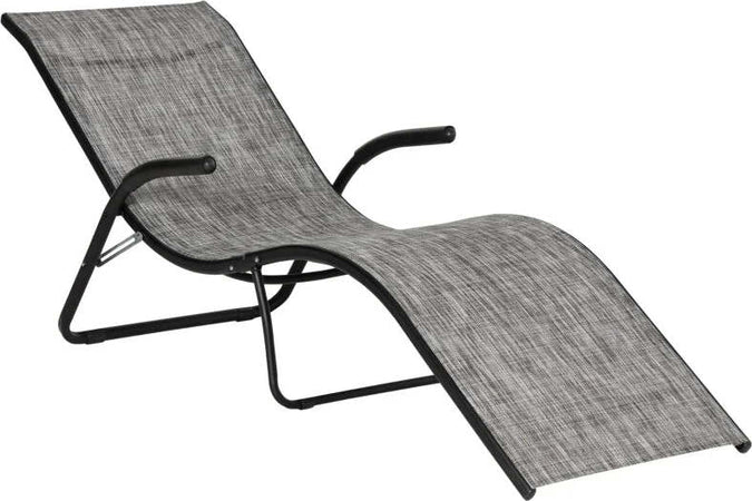 Lettino-Prendisole-Pieghevole-Ergonomico-da-Esterno-in-Metallo-e-Tessuto-a-Rete,-170x62x68cm,-Grigio-84B-669
