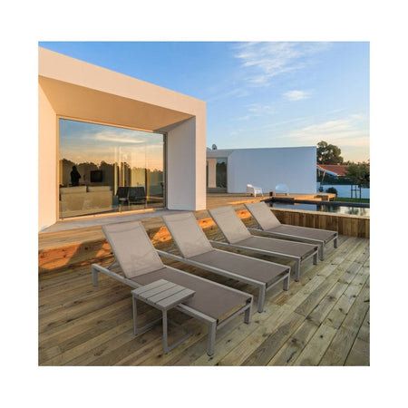 Lettino prendisole in alluminio "Sky" con ruote per piscina e giardino
